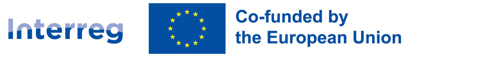 EU-flag with the words Interreg - Co-funded by the European Union