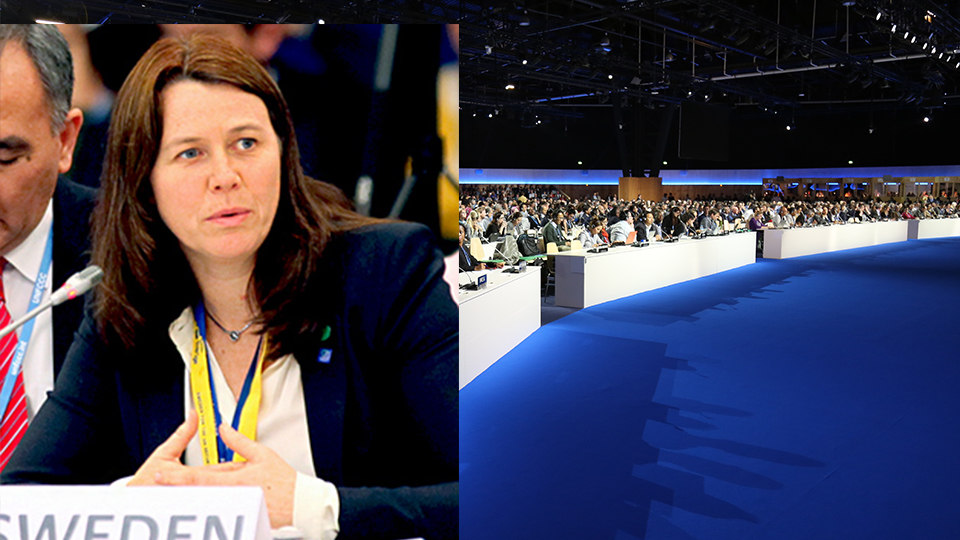 Åsa Romson på klimatmötet i Paris COP21, 2015.
